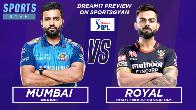 MI VS RCB DREAM TEAM CRICKET MATCH AND PREVIEW