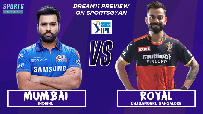 MI VS RCB Vivo IPL 2021 Dream11 team, match details