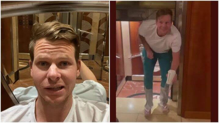 Steve Smith stuck in a lift