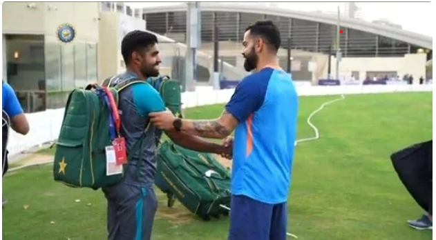 Virat Kohli and Babar Azam catch up ahead of India's Asia Cup match against Pakistan.