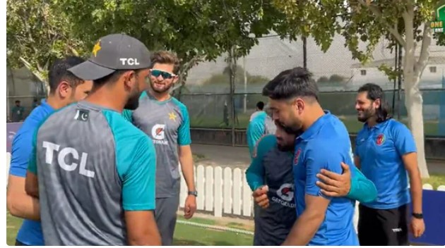 Watch the video to see Rashid and Rizwan hugging each other before the Asia Cup.